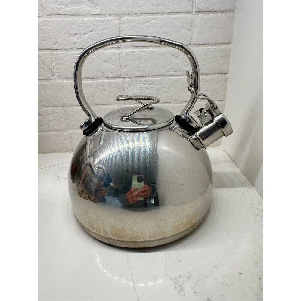 Circulon Style Whistling Tea Kettle 2.3-qt. Stainless Steel  Flip Up Spout